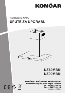Priručnik Končar NZ90MBKI Kuhinjska napa