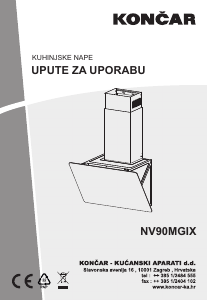 Priručnik Končar NV90MGIX Kuhinjska napa