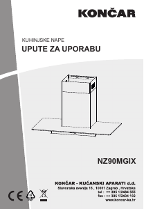 Priručnik Končar NZ90MGIX Kuhinjska napa