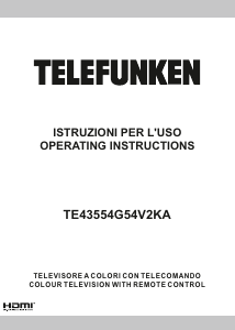Manual Telefunken TE43554G54V2KA LED Television