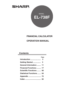 Manual Sharp EL-738F Calculator