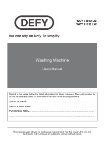 Manual Defy WCY 71032 LM Washing Machine