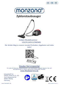Bedienungsanleitung Monzana DBZS001 Staubsauger