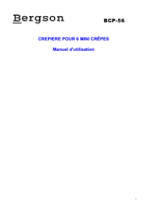 Mode d’emploi Bergson BCP-56 Crêpière