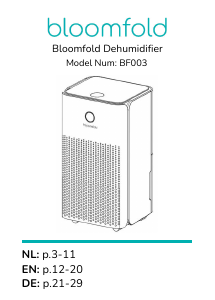 Handleiding Bloomfold BF003 Luchtontvochtiger