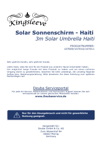 Bedienungsanleitung Kingsleeve 107011 Haiti Sonnenschirm