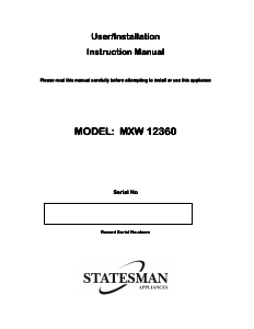 Bruksanvisning Statesman MXW12360 Tvättmaskin