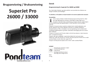 Bruksanvisning Pondteam SuperJet Pro 30000 Fontänpump