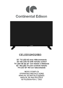 Manual Continental Edison CELED32HD25B3 Televisor LED