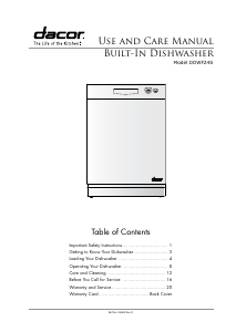 Manual Dacor DDWF24S Dishwasher