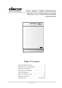 Bruksanvisning Dacor DDWF24S Diskmaskin