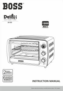 Manual Boss B553 Delish Oven
