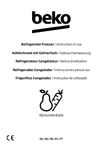 Bedienungsanleitung BEKO RDSA240K40GN Kühl-gefrierkombination