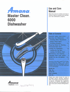 Manual Amana Master Clean 6000 Dishwasher