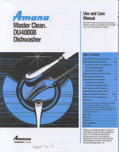 Handleiding Amana Master Clean DU4000B Vaatwasser