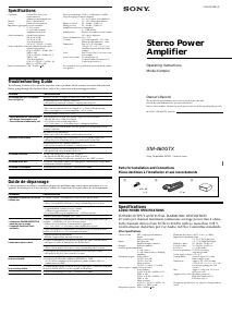 Mode d’emploi Sony XM-460GTX Amplificateur de voiture