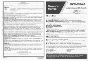 Handleiding Sylvania 4913LT Televisie