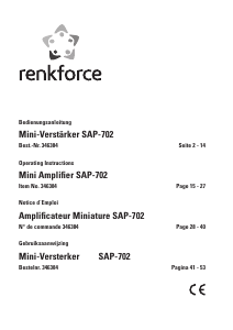 Handleiding Renkforce SAP-702 Versterker