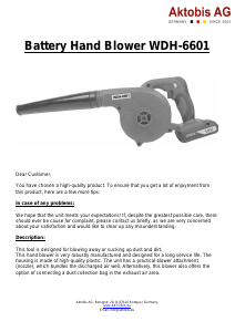 Manual Aktobis WDH-6601 Leaf Blower