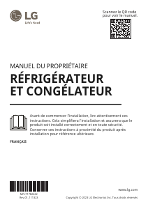 Mode d’emploi LG GML960MBBE Réfrigérateur combiné