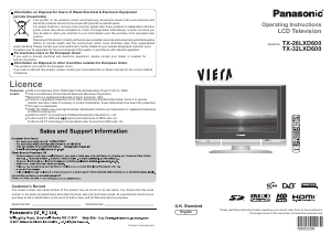 Manual Panasonic TX-26LXD600 Viera LCD Television