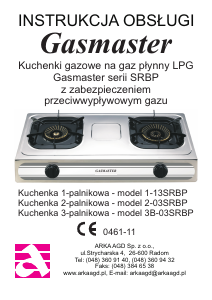 Instrukcja Gasmaster 3B-03SRBP Płyta do zabudowy