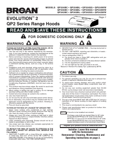 Manual Broan QP230SS Evolution 2 Cooker Hood