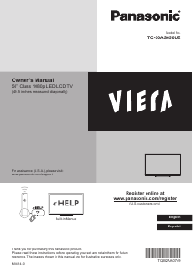 Manual Panasonic TC-50AS650 Viera LCD Television