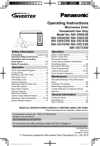Manual Panasonic NN-SN933W Microwave