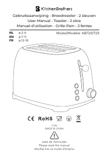 Manual KitchenBrothers KB728 Toaster