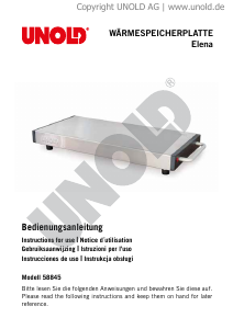 Manuale Unold 58845 Elene Scaldapiatti