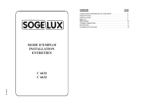 Mode d’emploi Sogelux C6632 Cuisinière