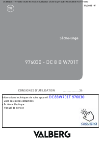 Mode d’emploi Valberg DC 8 B W701T Sèche-linge