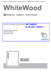 Mode d’emploi WhiteWood MRT2048Z12 Réfrigérateur