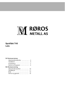 Bruksanvisning Røros Leto Köksfläkt