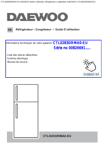 Mode d’emploi Daewoo CTL0283DRMA0-EU Réfrigérateur combiné