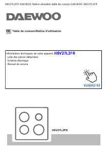 Mode d’emploi Daewoo H6V27L2FR Table de cuisson
