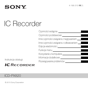 Instrukcja Sony ICD-PX820 Dyktafon