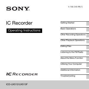 Manual Sony ICD-UX512 Audio Recorder