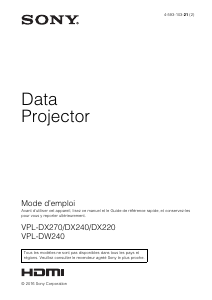 Mode d’emploi Sony VPL-DX220 Projecteur