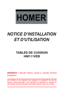 Mode d’emploi Homer HM111VEB Table de cuisson