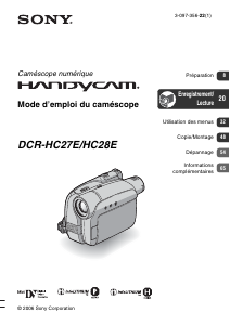 Mode d’emploi Sony DCR-HC27E Caméscope