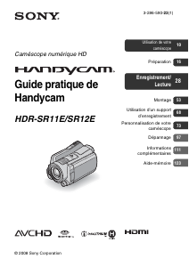 Mode d’emploi Sony HDR-SR12E Caméscope