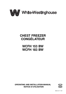 Bruksanvisning White-Westinghouse WCFH 183 BW Frys