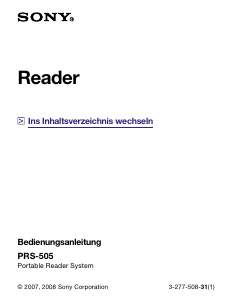 Bedienungsanleitung Sony PRS-505 E-reader