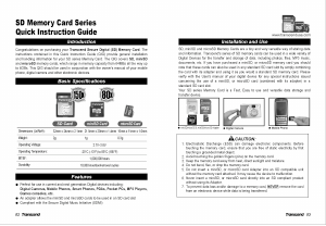 Handleiding Transcend SDHC Class 10 UHS-I 400x SD Kaart