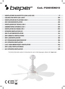 Manuale Beper P206VEN610 Ventilatore da soffitto
