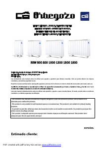 Manual Orbegozo RRW 1300 Aquecedor