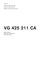 Mode d’emploi Gaggenau VG425211CA Table de cuisson