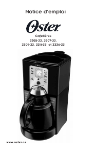 Mode d’emploi Oster 3305-33 Cafetière
